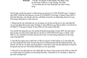 Công văn 1819/TTg-KTN tình hình khai thác, xuất khẩu cát sỏi