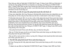 Công văn 9702/BCT-HC quản lý Giấy phép kinh doanh tiền chất thuốc nổ