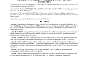 Decision No. 172/QD-DPMT on the establishment of rural sanitation working group