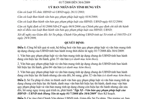 Quyết định 2069/QĐ-UBND năm 2009 xử lý văn bản quy phạm pháp luật Hưng Yên