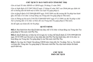 Quyết định 3296/QĐ-UBND 2009 Quy chế tổ chức hoạt động Trung tâm Trợ giúp pháp lý Nhà nước Phú Thọ