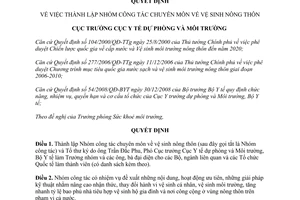 Quyết định 172/QĐ-DPMT thành lập Nhóm công tác chuyên môn về vệ sinh nông thôn