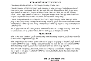 Quyết định 97/2009/QĐ-UBND chức năng nhiệm vụ quyền hạn Sở Tư pháp Nghệ An