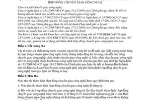 Thông tư 200/2009/TT-BTC quy định mức thu, chế độ thu, nộp, quản lý và sử dụng phí thẩm định hợp đồng chuyển giao công nghệ
