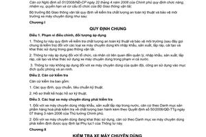 Thông tư 23/2009/TT-BGTVT  kiểm tra chất lượng an toàn kỹ thuật và bảo vệ môi trường xe máy chuyên dùng