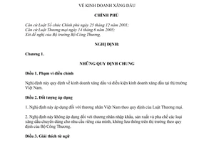 Nghị định 84/2009/NĐ-CP  kinh doanh xăng dầu