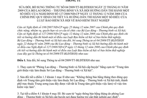 Thông tư 34/2009/TT-BLĐTBXH sửa đổi, Thông tư  04/2009/TT-BLĐTBXH