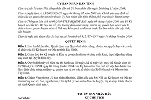 Quyết định 54/2009/QĐ-UBND cơ cấu tổ chức của Sở Kế hoạch và Đầu tư Tây Ninh