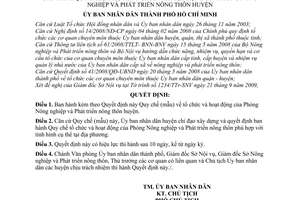 Quyết định 78/2009/QĐ-UBND Quy chế (mẫu) về tổ chức và hoạt động Phòng Nông nghiệp và Phát triển nông thôn