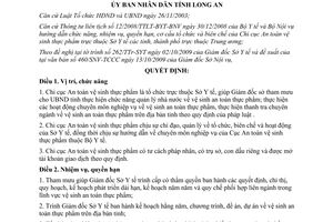 Quyết định 58/2009/QĐ-UBND chức năng nhiệm vụ quyền hạn cơ cấu Chi cục ATVSTP