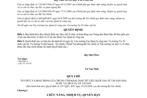 Quyết định 2557/QĐ-BTC 2009 Quy chế Trung tâm Khai thác dữ liệu tài sản nhà nước Cục Quản lý công sản