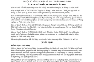 Quyết định 56/2009/QĐ-UBND chức năng nhiệm vụ Chi cục Quản lý Chất lượng Cần Thơ