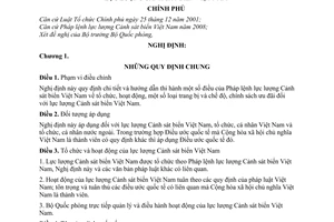 Nghị định 86/2009/NĐ-CP hướng dẫn thi hành Pháp lệnh lực lượng cảnh sát biển Việt Nam