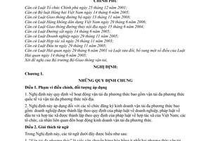 Nghị định 87/2009/NĐ-CP  vận tải đa phương thức