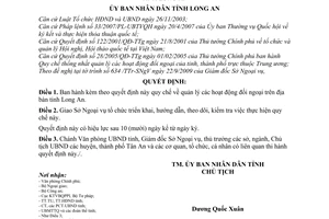 Quyết định 59/2009/QĐ-UBND Quy chế quản lý các hoạt động đối ngoại trên địa bàn tỉnh Long An
