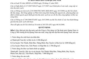 Quyết định 35/2009/QĐ-UBND quy định giá tiêu thụ nước sạch tỉnh Quảng Nam