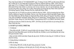 Công văn 833/BGDĐT-TTra  báo cáo kết quả kiểm tra công tác chuẩn bị năm học 2009 - 2010 trường đại học Phan Thiết