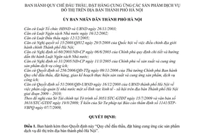 Quyết định 113/2009/QĐ-UBND quy chế đấu thầu, đặt hàng cung ứng các sản phẩm dịch vụ đô thị