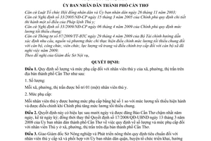 Quyết định 58/2009/QĐ-UBND số lượng mức phụ cấp nhân viên thú y xã, phường, thị trấn