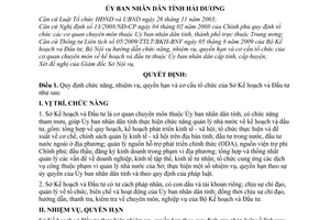 Quyết định 32/2009/QĐ-UBND  chức năng, nhiệm vụ, quyền hạn cơ cấu tổ chức Sở Kế hoạch và Đầu tư tỉnh Hải Dương