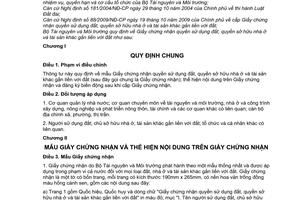 Thông tư 17/2009/TT-BTNMT giấy chứng nhận quyền sử dụng đất, sở hữu nhà ở  tài sản khác gắn liền đất