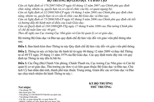 Thông tư 28/2009/TT-BGDĐT quy định  chế độ làm việc giáo viên phổ thông