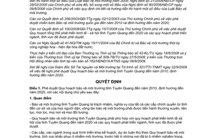 Quyết định 17/2009/QĐ-UBND Quy hoạch bảo vệ môi trường Tuyên Quang đến 2010
