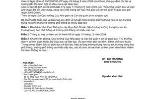 Thông tư 29/2009/TT-BGDĐTquy định chuẩn hiệu trưởng trường trung học cơ sở, trường trung học phổ thông