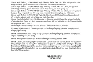 Thông tư 30/2009/TT-BGDĐT quy định chuẩn nghề nghiệp giáo viên trung học cơ sở,  trung học phổ thông