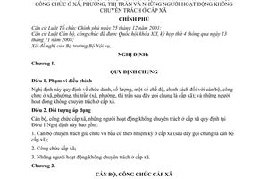 Nghị định 92/2009/NĐ-CP chức danh,số lượng, chế độ, chính sách cán bộ, công chức ở xã, phường, thị trấn và những người hoạt động  không chuyên trách
