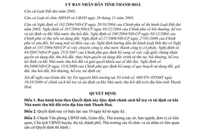 Quyết định 3788/2009/QĐ-UBND hỗ trợ tái định cư khi Nhà nước thu hồi đất Thanh Hoá