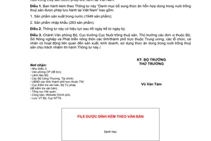 Thông tư 67/2009/TT-BNNPTNT  danh mục bổ sung thức ăn hỗn hợp  nuôi trồng thuỷ sản