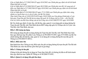 Thông tư 204/2009/TT-BTC quy định mức thu chế độ thu nộp  quản lý sử dụng phí  đường bộ trạm tân Đệ tỉnh Thái Bình