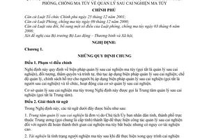 Nghị định 94/2009/NĐ-CP quy định chi tiết thi hành Luật sửa đổi, bổ sung Luật phòng, chống ma túy  quản lý sau cai nghiện ma tuý