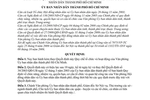 Quyết định 83/2009/QĐ-UBND Quy chế tổ chức và hoạt động  Văn phòng Ủy ban nhân dân thành phố Hồ Chí Minh