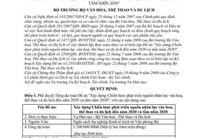 Quyết định 3862/QĐ-BVHTTDL phê duyệt Tổng dự toán Đề án Xây dựng Chiến lược phát triển nguồn nhân lực văn hoá, thể thao và du lịch đến năm 2030