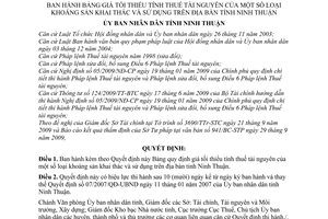 Quyết định 469/2009/QĐ-UBND bảng giá tối thiểu tính thuế tài nguyên khoáng sản khai thác sử dụng