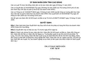 Quyết định 2505/2009/QĐ-UBND sử dụng thẻ đi lại doanh nhân APEC Cao Bằng