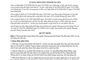 Quyết định 2185/QĐ-UBND năm 2009 Quy hoạch phát triển ngành Thương mại Hưng Yên