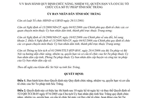 Quyết định 38/2009/QĐ-UBND chức năng nhiệm vụ quyền hạn cơ cấu tổ chức Sở Tư pháp Sóc Trăng