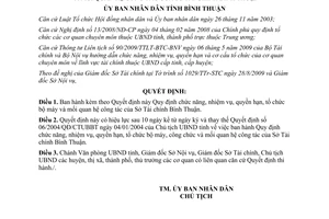 Quyết định 71/2009/QĐ-UBND chức năng nhiệm vụ quyền hạn Sở Tài chính Bình Thuận