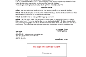 Quyết định 4121/QĐ-BYT tài liệu hướng dẫn xử trí tiêu chảy ở trẻ em