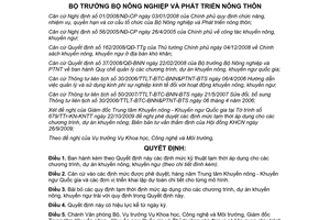 Quyết định 3073/QĐ-BNN-KHCN chương trình, dự án khuyến nông, khuyến ngư