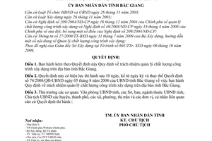 Quyết định 113/2009/QĐ-UBND trách nhiệm quản lý chất lượng công trình xây dựng