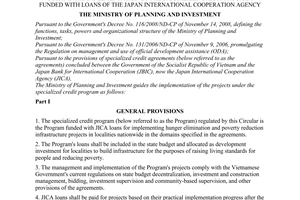 Circular No. 09/2009/TT-BKH of October 30, 2009, guiding the implementation of the specialized credit program funded with loans of the japan internati