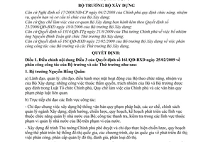 Quyết định 963/QĐ-BXD  công tác của Bộ trưởng  các Thứ trưởng Bộ Xây dựng