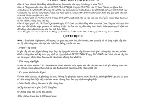 Quyết định 80/2009/QĐ-UBND mức thu, nộp, quản lý sử dụng lệ phí cấp bản sao, chứng thực