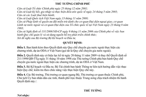 Quyết định 119/2009/QĐ-TTg  Quy chế chuyên gia nước ngoài thực hiện các chương trình, dự án ODA