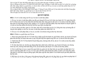 Quyết định 35/2009/QĐ-UBND  chức năng, nhiệm vụ, quyền hạn cơ cấu tổ chức bộ máy Chi cục An toàn vệ sinh thực phẩm