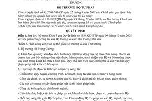 Quyết định 2236/QĐ-BTP sửa đổi, bổ sung  Quyết định 1934/QĐ-BTP phân công công tác Bộ trưởng Thứ trưởng